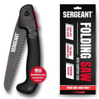SERGEANT Folding Hand Saw with Pouch. Pruning hand saw. Best for Wood, Bone, PVC, Tree Pruning, Gardening, Camping, Hunting, Outdoors, Tool Box. Rugged 7" Steel Blade & Slip-Resistant Rubber Grip.