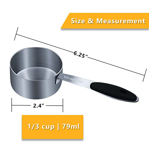 2PCS 1/3cup(79ml) Measuring Cup, Stainless Steel Measure Scoop - size: 1/3cup
