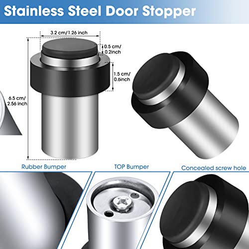 Chumia 6 Pcs Floor Mounted Door Stopper Stainless Steel,Silver - color: Silver
