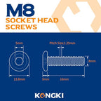 M8 x 16mm Flat Head Hex Socket Cap Screws Furniture Bolts, Stainless Steel 18-8 (304), Black Oxide, Countersunk Connector Screw, Full Thread, 20 PCS (with Hex Spanner) - size: M8 x 16mm