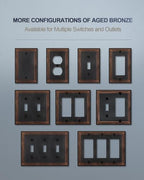 Switch Plates Outlet Covers, 4-Pack Aged Bronze Metal Wall Plates - color: Aged Bronze, size: 1 Duplex 4PK