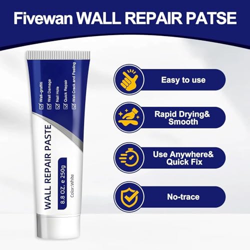 2PCS Drywall Repair Kit with Scraper, Wall Repair Paste Tube Kit with Scraper, Quick Drying Wall Mending Agent for Holes & Cracks, Multi-Functional Drywall Patch Paste Repair Kits for Home DIY