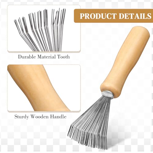 Boao 2 Pack Hair Brush Cleaner,Gray, Wood Color,Polished Wooden Handle Rake - color: Gray, Wood Color, style: Polished Wooden Handle Rake