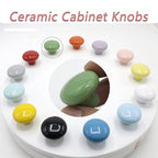 10-Pack Ceramic Cabinet Knobs Green 32mm Round Drawer Pull - color: Green