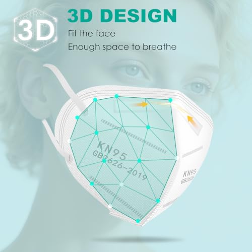 LEMENT KN95 Face Masks,100 Pack Breathable Cup Dust Mask For Adults,5 color - color: Adult-100 Pack-color