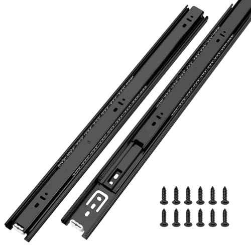 LONTAN 1 Pair Black Side Mount Drawer Slides 18 Inch Heavy Duty Rails - color: Black, size: 18 Inch - Drawer Slide