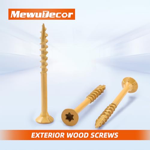 #8 x 3/4" Wood Screws, Outdoor Deck Screws with Star Drive, Tan Coated Screws for Outdoor Use, Coarse Threads, Self-Tapping, T-25 Drive Bit Included, 200 PCS - color: Tan, size: #8 x 3/4"