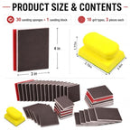 30 Pack Sanding Sponge Set 3x4 Inch 120 to 3000 Grit