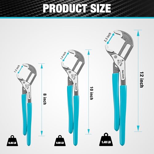 DURATECH 3-Piece Water Pump Pliers Set(8", 10", 12"), Groove Joint Pliers - style: 8"&10"&12"