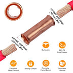 SVAAR 0000 Gauge Flared Barrel Butt Splice Connectors Kit 6PCS 4/0 AWG Non-Insulated Butt Connectors Bare Pure Copper Flared Compression Butt Splices Crimp Butt Terminals+6 PCS Heat Shrinks - color: Bare Copper