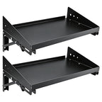 Folding Metal Floating Shelf, 17 x 10 Inch Wall Mounted Storage Rack with Lip — Holds 100LBs per Shelf, Space-Saving Foldable Design for Garage, Workshop, Kitchen & Office, Black (2 Pack)