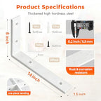 Shelf Bracket 8 Pack 14" Lx8 H 5mm Thick Heavy Duty White L Brackets - color: White-8pack, size: 14"Lx8"Wx1.5"W