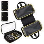 Roll Up Tool Bag with 2 Handle Wraps, Foldable Tool Roll Bag with 3 Translucent Zipper Compartments, Portable Oxford Cloth Small Tool Bag