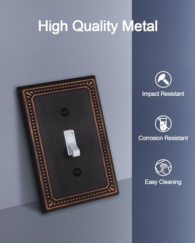 Switch Plates Outlet Covers, 2-Pack Aged Bronze Metal Wall Plates - color: Aged Bronze, size: 1 Toggle 2PK