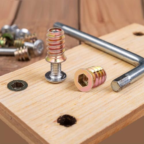 MECCANIXITY 6Pcs Threaded Inserts Nuts, M8x15mm Hex Socket Drive Nut Inserts for Wood - 304 Stainless Steel Screws Furniture Screw in Nuts Bolt Fastener Connector Wood - size: M8x15mm