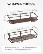 Nieifi Shower Caddy Adhesive, Shower Shelves, Shampoo Holder for Bathroom - color: Brown, size: 2 Pack