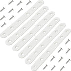 6 Pack White Flat Brackets, 6 Inch Straight Brace Mending Plate with Screws - size: 6 Pcs/ 6” x 0.8”