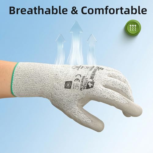 Schwer 6 Pairs A2 Cut Resistant Work Gloves, Ultra Durable, LT5636, M - size: Medium