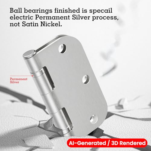 TDCHINGES Rounded Door Hinges Brushed Nickel 3.5" 5/8" Lasting Mute 42 Pack - color: Satin Nickel-Rounded, size: 42 Pack-Ball Bearing-lasting no squeak