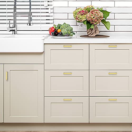 Ravinte Brushed Brass Solid Pulls Cabinet Handles 3-1/2 Inch 5 Pack - size: 3-1/2 Inch Hole Center