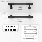 10 Pack Matte Black Cabinet Pulls 4 Inch(102mm) Kitchen Cabinet Handles Solid Zinc Alloy Cabinet Hardware Drawer Pulls - color: Matte Black, size: 4" Hole Center