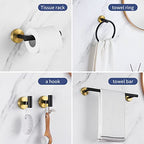 5 Pieces Bathroom Hardware Set Black Gold, Towel Rack Including 2pcs 16 inch Tower Bar, Towel Ring and 2 PCS Towel Hooks - color: Black Gold-5pcs-16inch