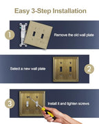 Switch Plates Outlet Covers, 2-Pack Antique Brass Metal Wall Plates - color: Antique Brass, size: 2 Toggle 2PK