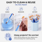 Smallbudi 300 PCS Small Paint Brushes Bulk for Kids Classroom - size: 150Flat+150round