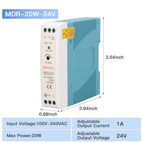 MAKERELE 24V MDR DIN Rail Power Supply 20W - style: 20W-24V