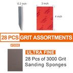 28 Pcs 3000 Grit Sanding Sponge Soft Foam Hand Sanding Blocks - style: 3000 Grit 28PCS