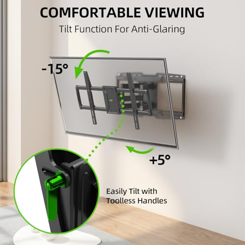 Full Motion TV Wall Mount for 55/65/75/85/86/90 inch TVs, Heavy Duty Sliding Bracket with Tool-Free Tilt up to 150 lbs, Wall Mount with Dual Articulating Arms, VESA 600x400mm, 12-24" Studs-USX MOUNT - size: 42-97inch