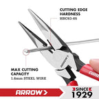 ARROW 8" High Leverage Needle Nose Pliers, Long Nose Pliers - size: 8 INCH