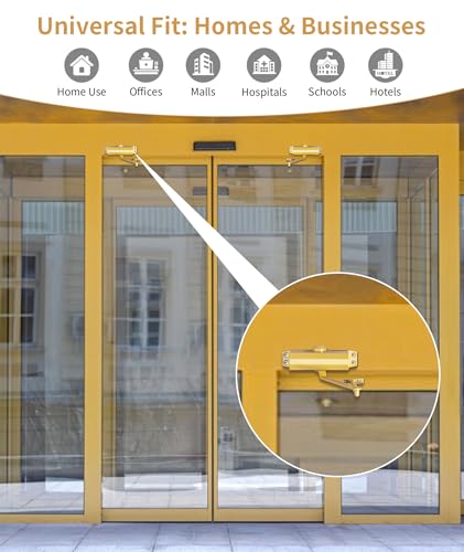 Commercial Heavy Duty Door Closer Large Size with Dullgolden Finish, Hydraulic Self-Closing System - size: Large, style: Dullgolden