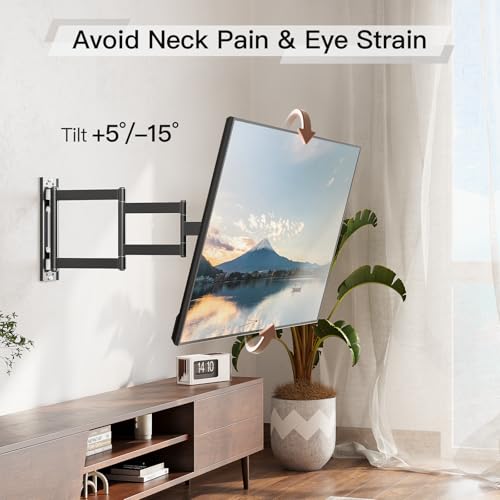 ELIVED Long Arm TV Wall Mount for Most 26-65 Inch TVs, 37.4 Inch Long Extension TV Mount Swivel and Tilt, Max VESA 400x400mm, Full Motion Wall Mount tv Bracket Holds up to 77 lbs. (Pack of 2) - size: Indoor Arm: 37.4" (Pack of 2)
