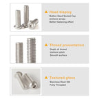 M3 x 20mm 30mm 40mm 50mm Button Head Socket Cap Screws Bolts and Nuts, Stainless Steel 304, Bright Finish, Metric Allen Hex Drive, Fully Thread, Assortment Kit 160PCS - size: Button M3x20-50mm+Nuts
