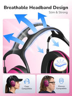 Dr.meter Hearing Protection Ear Muffs, Ear Protection for Adults Kids 34dB - color: Rose