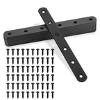 Flat Straight Braces, Black Mending Plate, Heavy Duty Metal Straight Brackets, Repair Joining Bracket, Repair Plates Fixing Bracket Connector for Wood, Furniture, with Screws