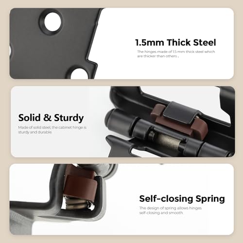30 Pack 15 Pair Black Cabinet Hinges, 1/2" Overlay Semi-Concealed Hinges - color: Black, size: 1/2" Overlay