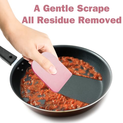 Pan Scraper, 5 Pcs Pot & Dish Scraper Plastic, Sturdy Scraper Kitchen Tool - color: Pink, size: 5 Pcs