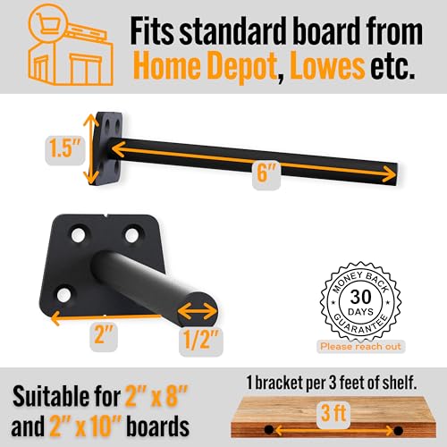 EVALD 6 Inch Floating Shelf Brackets, Hidden Shelf Brackets for Floating Shelves, Heavy Duty Shelf Bracket with Screws & Anchors, Floating Shelf Mount (6 Pack) - size: 6 Inch, style: 6 Pack All-purpose
