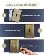 Switch Plates Outlet Covers, 2-Pack Antique Brass Metal Wall Plates - color: Antique Brass, size: 1 Toggle 2PK