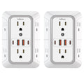 2 Pack Outlet Extender Surge Protector, 6 Outlet Splitter with 4 USB Outlet (2 USB A,2 USB C), 3Sided Power Strip with Adapter Spaced Outlets for Home, Office, Travel(White)-ETL - color: White 2PCS