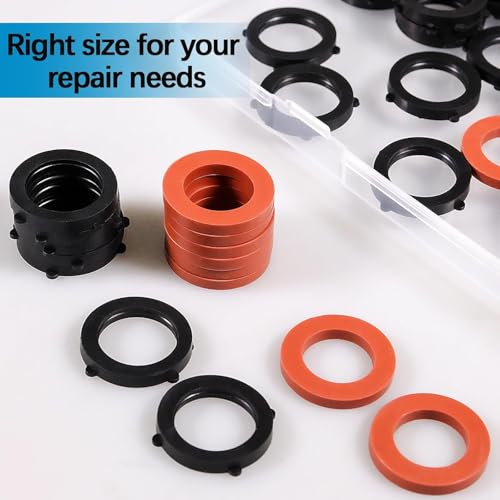 ZDBB 80 Pcs Garden Hose Gasket Rubber Seal, Fits All Standard 3/4 Inch Outdoor Hose Fittings with Heavy Duty Red and Black Self-Locking Tabs to Hold The Gasket Securely in The Fitting - size: 80 PCS