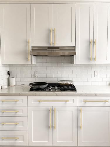 10 Pack Brushed Gold Cabinet Pulls 3 Inch(76mm) Kitchen Cabinet Handles Solid Zinc Alloy Cabinet Hardware Drawer Pulls - color: Brushed Gold, size: 3" Hole Center