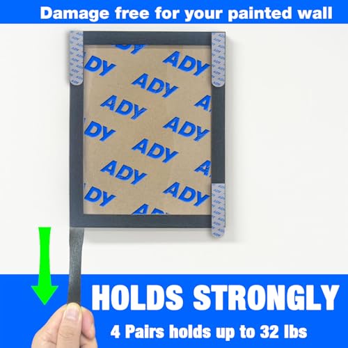 ADY Picture Hanging Strips Heavy Duty 40Pairs, Mounting Tape for Painted Wall Damage Free Removable, Adhesive Strips - size: Black-L