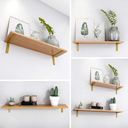Gold Heavy Duty Shelf Brackets 6 Inch, Rustic Gold Iron L Shelf Bracket, Industrial Modern Metal Floating Shelf with Hardware for DIY Open Shelving, 4 Pack - color: Gold, size: 6 Inch
