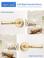 Door Handle Brushed Gold Passage Door Lever Gold DoorHandle, 1 Pack - color: Brushed Gold