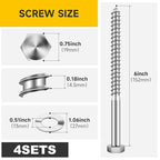 (4Sets) 1/2" x 6" Hex Head Lag Bolts, Heavy Duty Lag Screws with Washers, 304 Stainless Steel Bolts 18-8, Lag Screws Wood Screws, Partial Thread Bright Finish, 1/2 Bolt by Mywish - size: 1/2 x 6" (4 set)