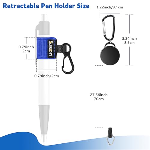Likesing Retractable Pen Holder, 27.5" 4 Elastic Pen Leash Set(Blue) - color: Blue-4 CircularCilp