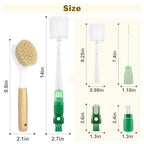 XYFuuee 5 Pack Bottle Brush Set, 5 in 1 Water Bottle Cleaning Brush, Long Handle Narrow Cup Cleaner, 3 Straw Brushes for Stanley, Travel Nipple Detail Washer Brush for Wine Lid Gap (#2 Green) - color: #2 Green
